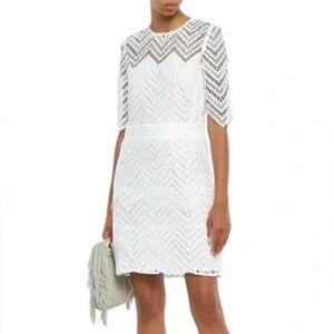 Maje Rosalba Chevron Lace Half Sleeve Mini Dress